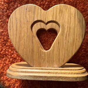 Cottage Core Vintage Wooden Heart Shape Cutout Napkin Holder